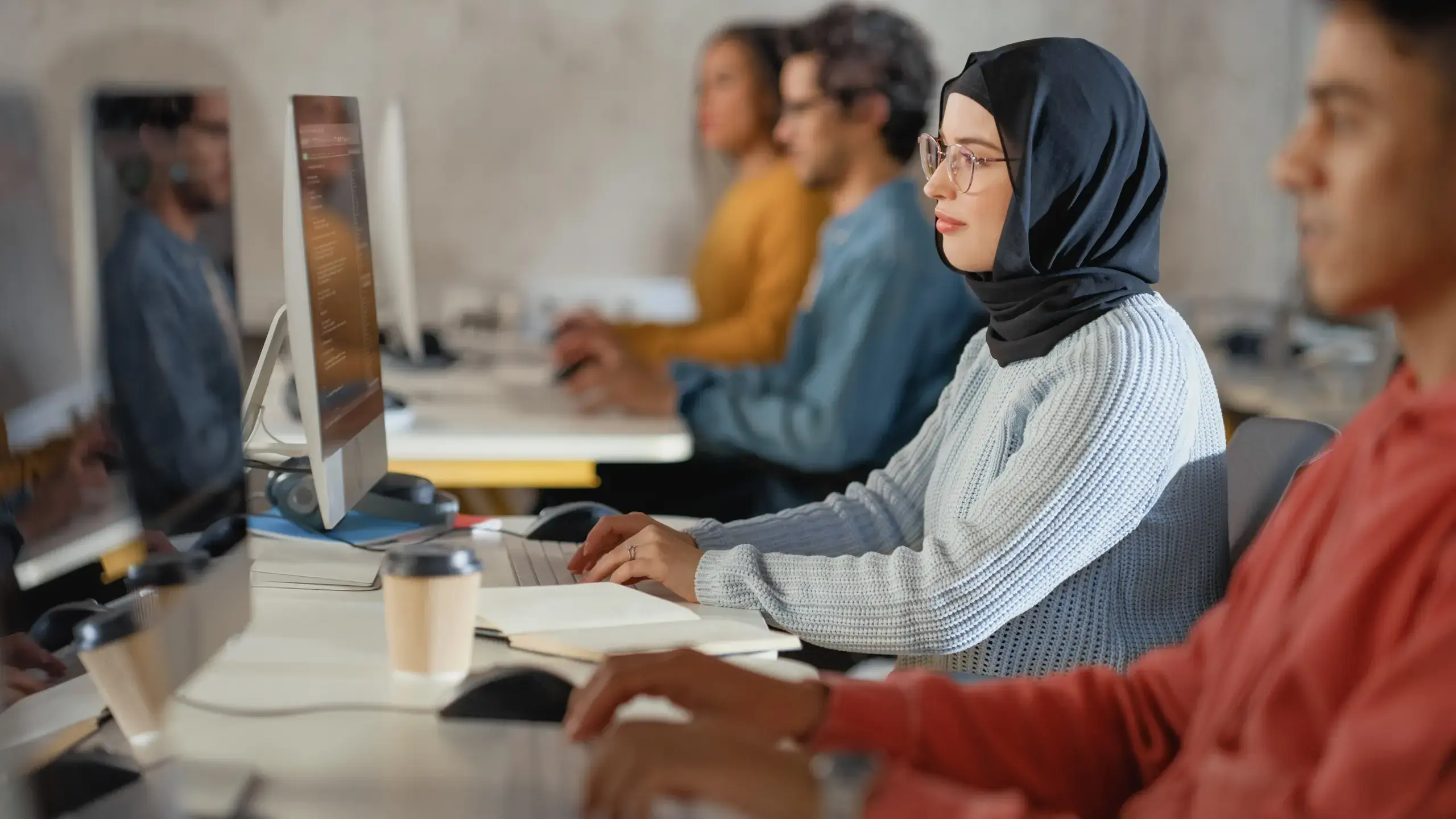 Students working in campus labs