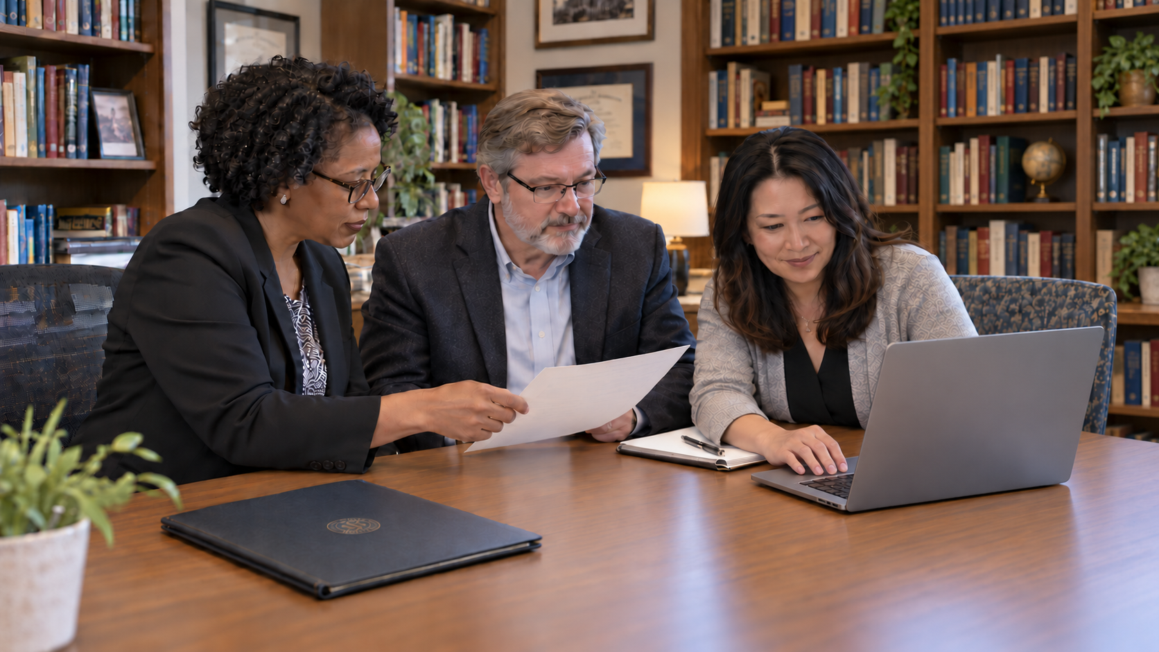 Higher education institution colleagues using SPOL Credentialing to create confidence in faculty credentials and qualification evidence.